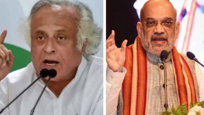 Congress leader Jairam Ramesh (L), Union Home Minister Amit Shah (R)