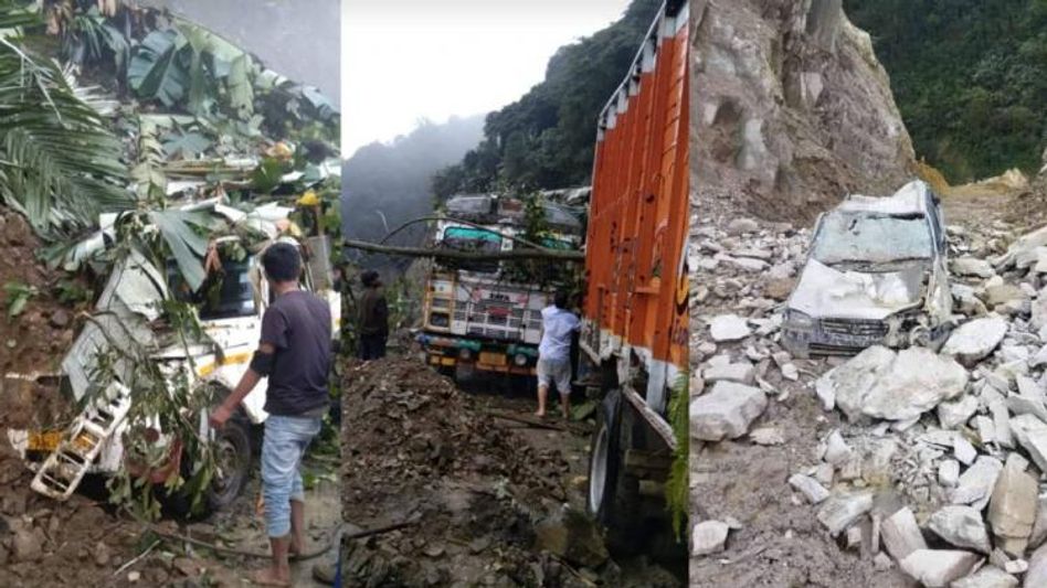 Arunachal: Massive landslide in Upper Siang leads to major traffic snarl, vehicles roll down with debris Arunachal: Massive landslide in Upper Siang leads to major traffic snarl, vehicles roll down with debris