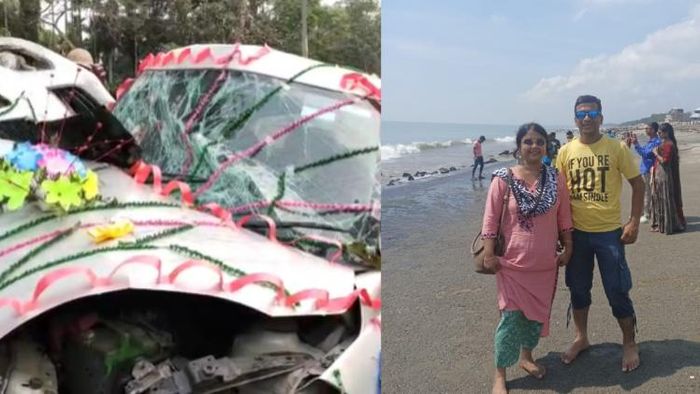 2 killed, 5 injured after bridal car crashed head-on with a tree