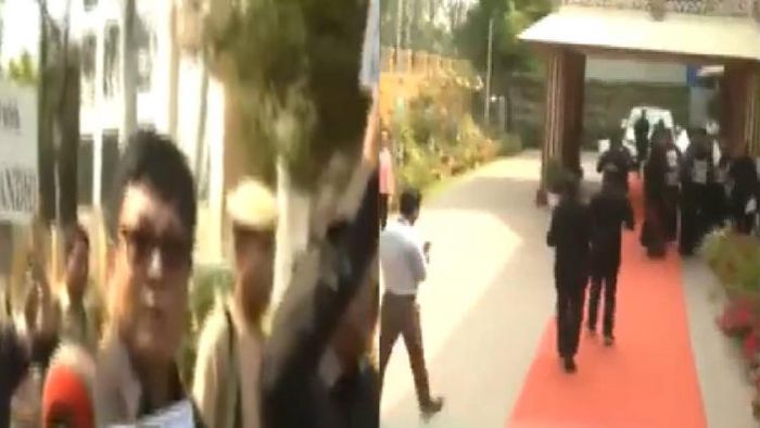 Congress leaders, MLAs protesting at Assam Legislative Assembly premises