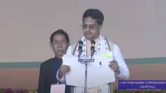 Manik Saha taking oath as CM of Tripura