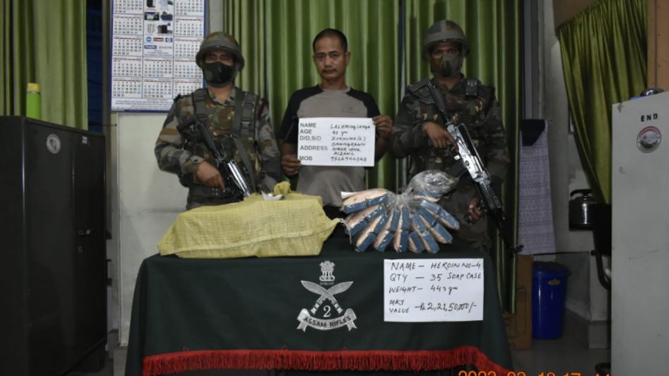 Mizoram: Drugs worth over Rs 2 crore seized in Aizawl, one held Mizoram: Drugs worth over Rs 2 crore seized in Aizawl, one held