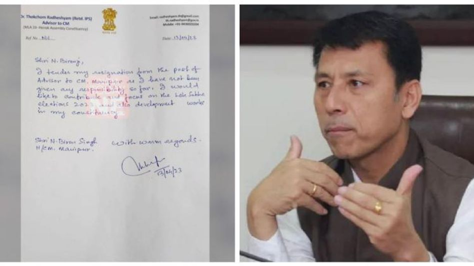 Manipur: BJP MLA Thokchom Radheshyam Singh resigns as advisor to CM N Biren Singh Manipur: BJP MLA Thokchom Radheshyam Singh resigns as advisor to CM N Biren Singh