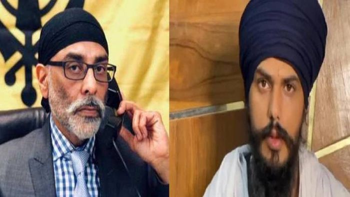 Gurpatwant Singh Pannu (L) and Amritpal Singh (R)