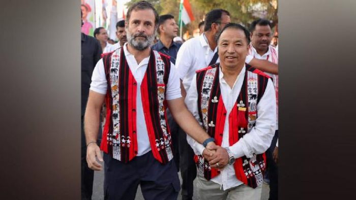 Rahul Gandhi (L), S Supongmeren Jamir (R)