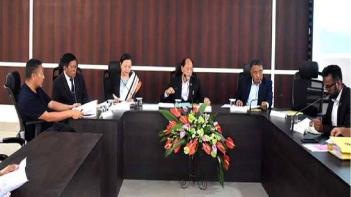 Nagaland CM Neiphiu Rio attending a meet on April 15