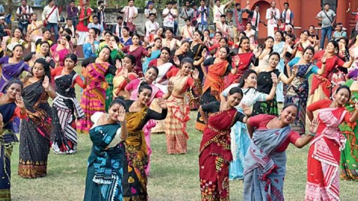 File photo of Bihu practice for Guinness World Record