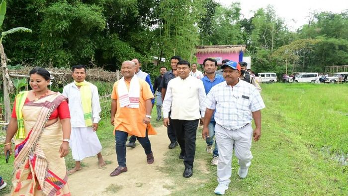 Rameshwar Teli at a programme of Assam Sonowal Kachari tribe