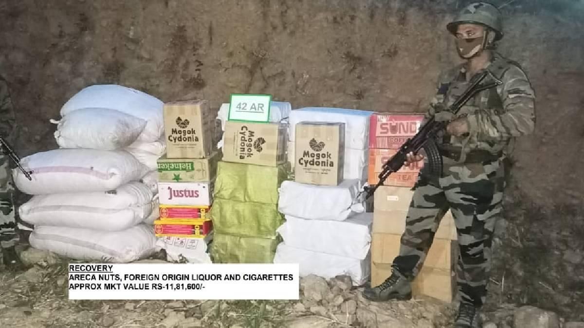 Mizoram: Assam Rifles seize illegal areca nuts, foreign liquor and cigarettes worth Rs 11.81 lakh