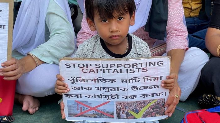 Protest against eviction drive at Silsako Beel