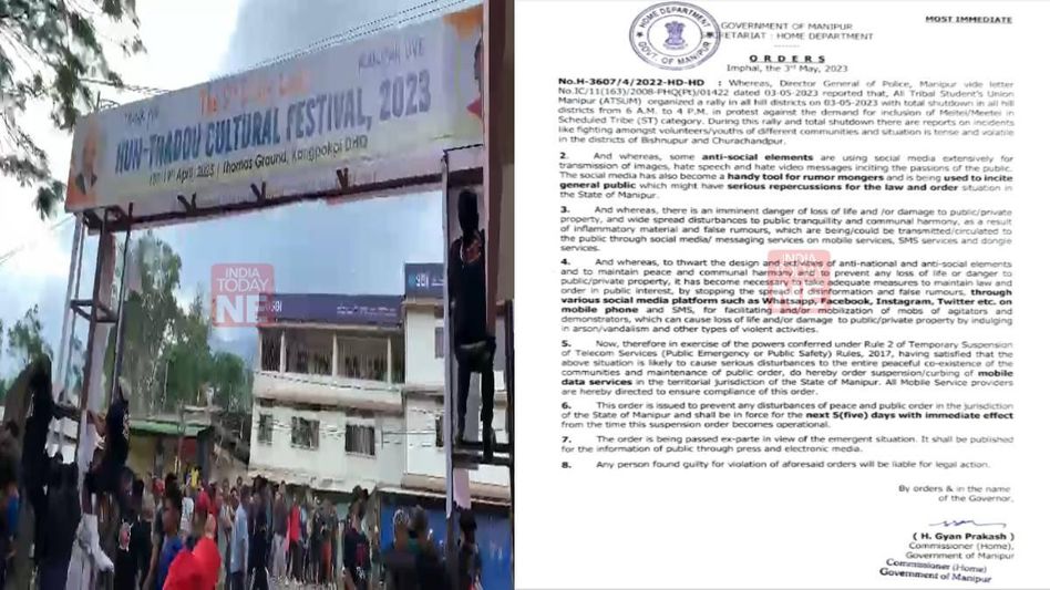 Manipur government orders suspension of internet amid fresh violence in Churachandpur Manipur government orders suspension of internet amid fresh violence in Churachandpur