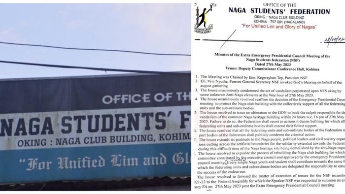 Naga Students Federation issues ultimatum to Chief Minister Neiphiu Rio over vandalization of NSF central office