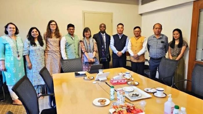 Nagaland health and family welfare minister P Paiwang Konyak and his team met World Bank country director Auguste Tano Kouame (5th from right) in New Delhi on May 19