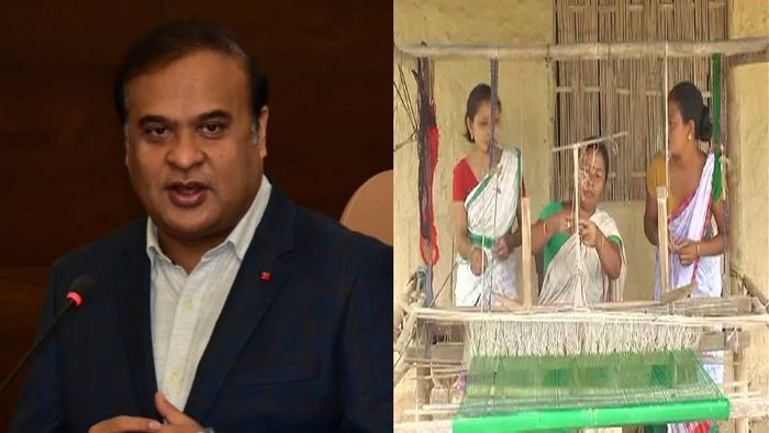 Assam Chief Minister Himanta Biswa Sarma (L), Women entrepreneurs (R)