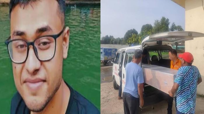 Deceased Assam student Faizan Ahmed (L), mortal remains of Faizan being taken to Kolkata