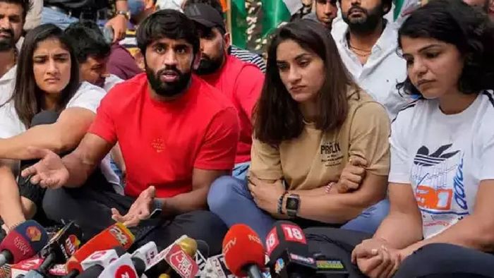 Wrestlers protesting at Jantar Mantar, Delhi