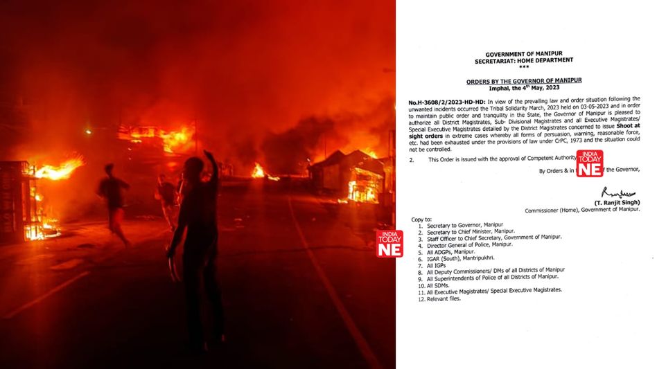 Manipur government issues 'Shoot at Sight' orders to control law and order situation in violence-hit state Manipur government issues 'Shoot at Sight' orders to control law and order situation in violence-hit state