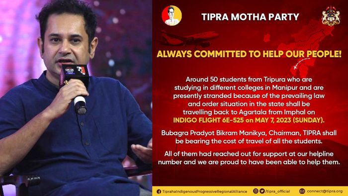TIRPA Motha chief arranges flight tickets for students stuck in violence-hit Manipur