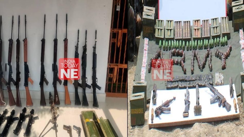 Security forces recover large quantity of weapons & ammunition in Manipur Security forces recover large quantity of weapons & ammunition in Manipur