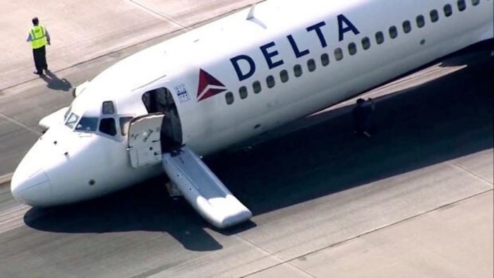 Delta plane carrying 96 passengers makes emergency landing in US without front gear
