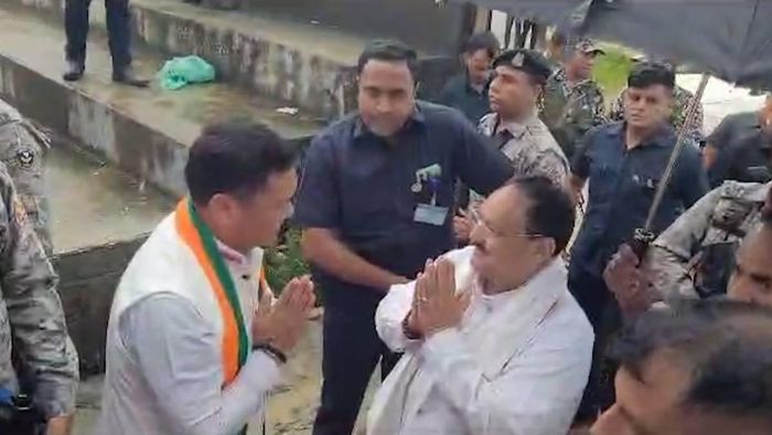 Arunachal: BJP President JP Nadda arrives in Namsai to attend mega rally
