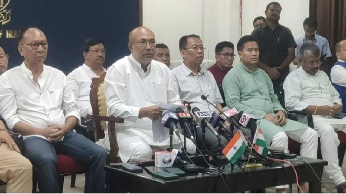 Manipur CM while addressing press conference