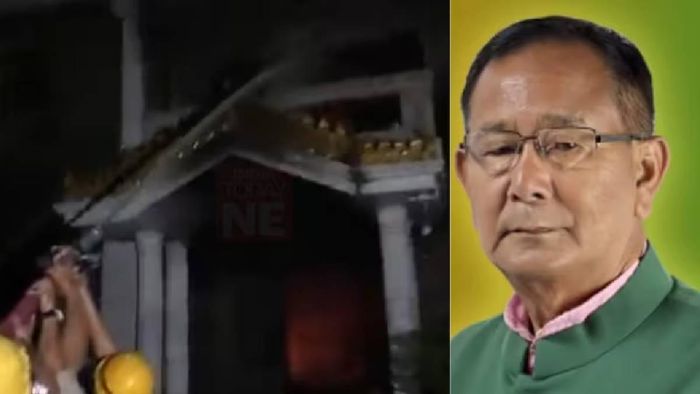 Union Minister RK Ranjan Singh's house was set ablaze by miscreants