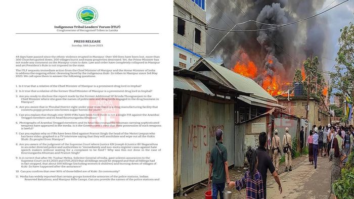 ITLF has asked for immediate action from the CM and Home Minister over the ongoing strife in the state of Manipur