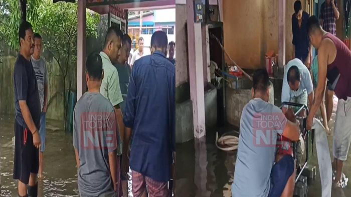 Flood water enters Kokrakjhar MLA robiram Narzary's residence