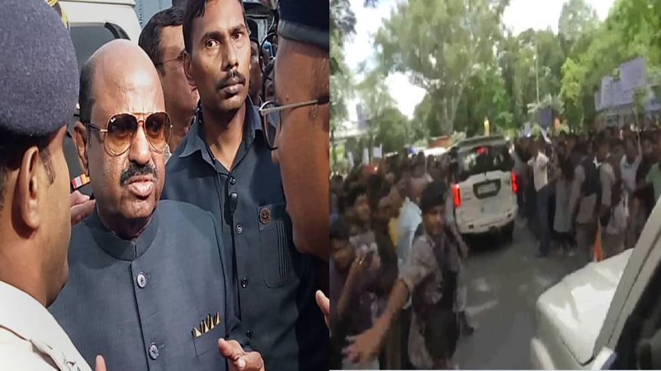 West Bengal governor shown black flags by members of Trinamool Chhatra Parishad in Siliguri West Bengal governor shown black flags by members of Trinamool Chhatra Parishad in Siliguri