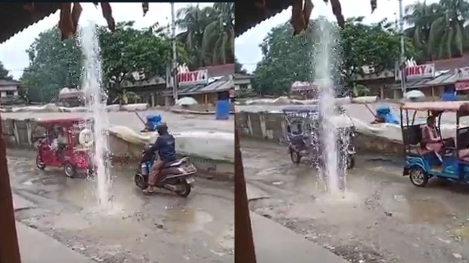 Guwahati: Water pipeline bursts again in Maligaon Guwahati: Water pipeline bursts again in Maligaon