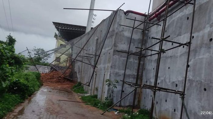 Clearance of road underway at PA Sangma Stadium following wall collapse