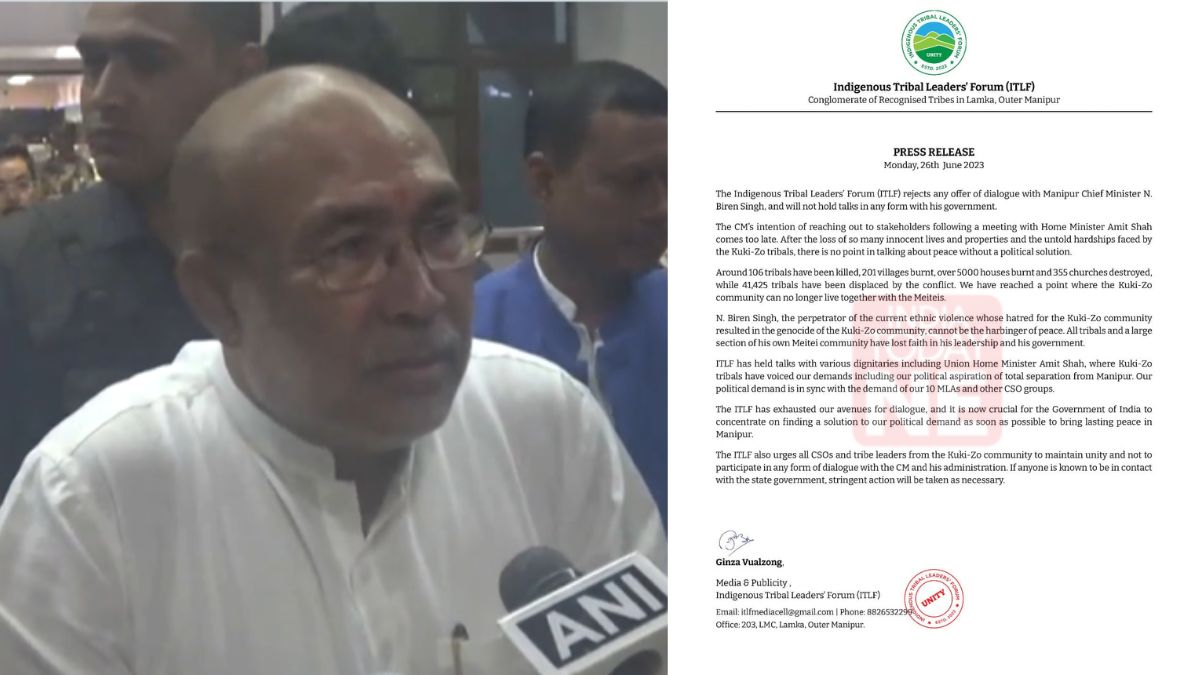 Manipur violence: ITLF rejects any form of dialogue with CM Biren Singh