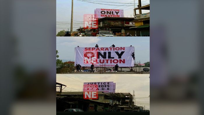 Locals from Churachandpur puts up hoardings demanding total separation of administration