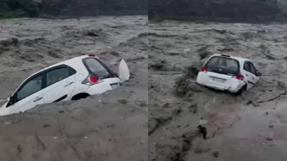 Torrential rains in Himachal Pradesh lead to car being swept away by overflowing river Torrential rains in Himachal Pradesh lead to car being swept away by overflowing river