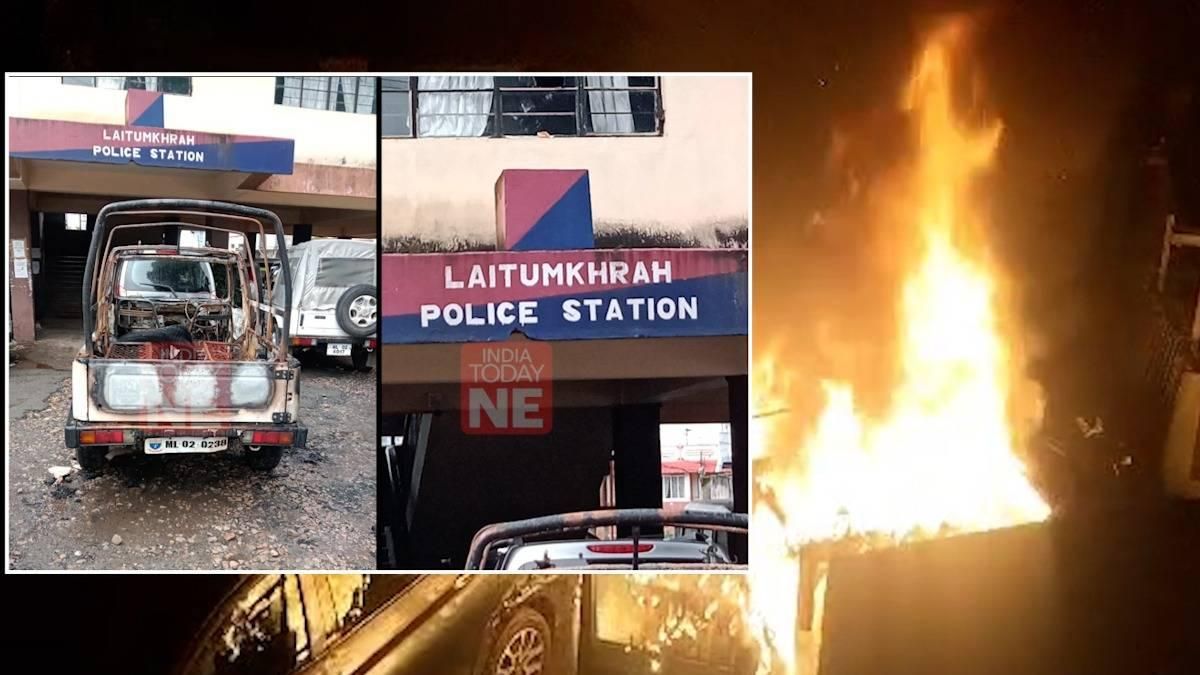 Meghalaya: Violent clash erupts in Laitumkhrah, mob sets police vehicle on fire