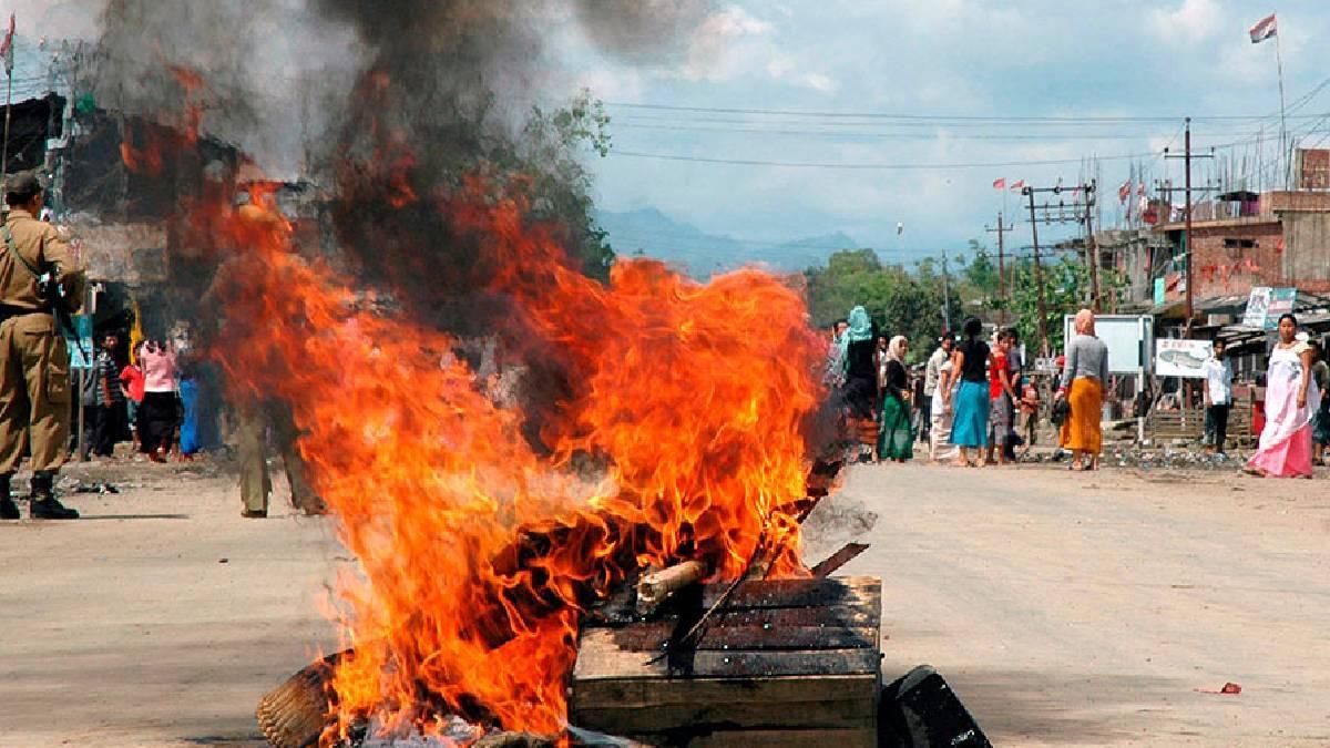 Manipur unrest: Fresh violence erupts in Imphal after women protesters block roads, burn tyres; tear gas shells fired