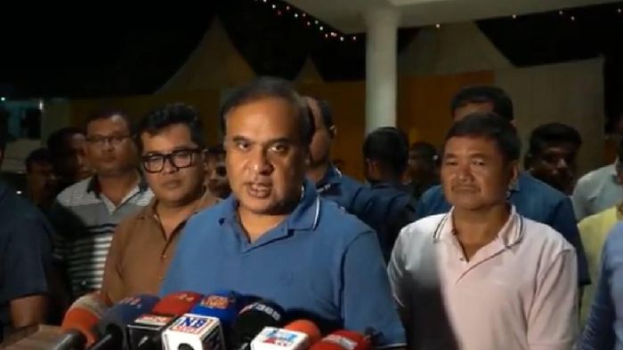 Assam CM Himanta Biswa Sarma addressing the media