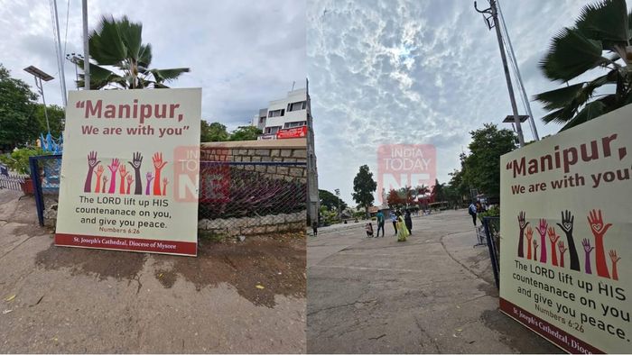 "Manipur, we are with you": Banners supporting the people of strife-torn northeastern state of Manipur come up in Mysore