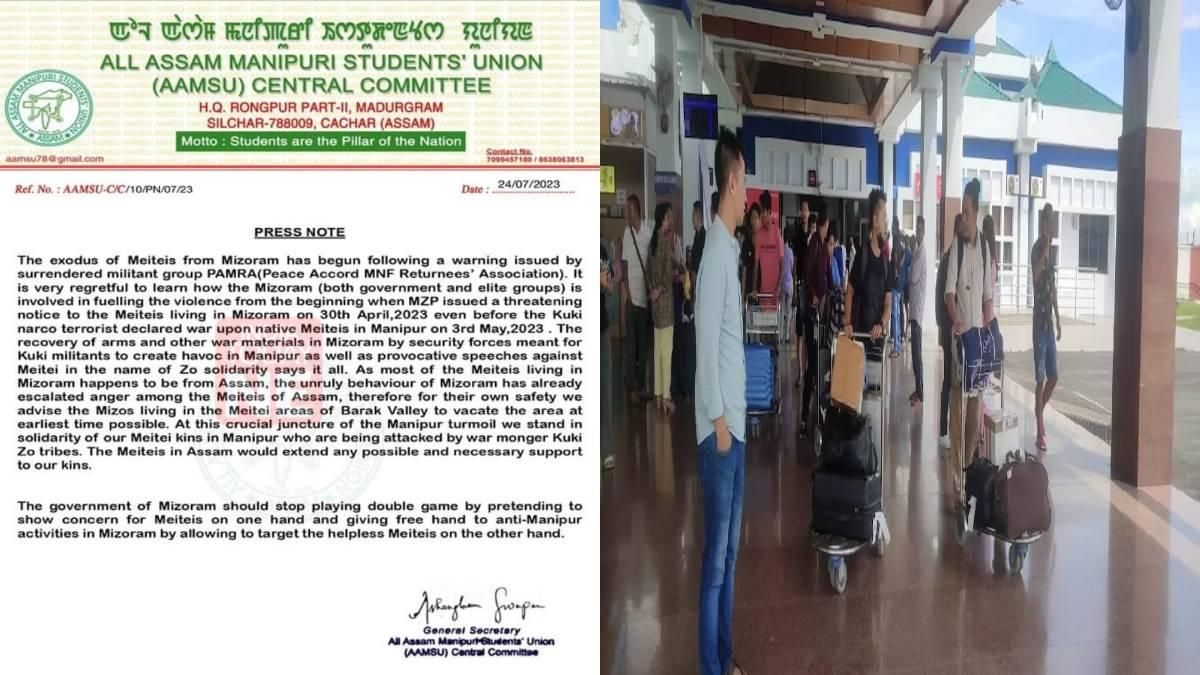 Manipur Students' Union have advised the Mizos living in Barak Valley to vacate the area at the earliest