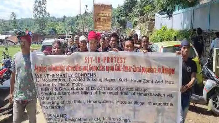 Protest in Dima Hasao by Kuki-Zomi-Hmar organisations