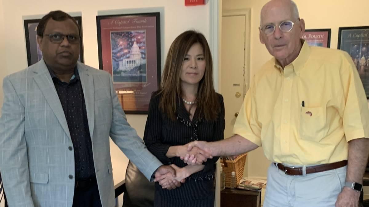 Chairman John Prabhudoss, Federation of Indian-American Christian Organizations (left), Grace Collins, Naga-American Council (center), Vice President James Creaghan Policy Institute for Religion and State (right)