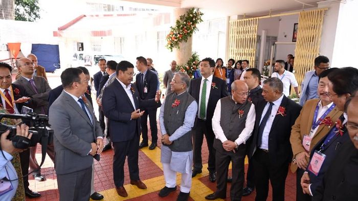 Meghalaya CM Conrad Sangma interacting with the delegates at the event
