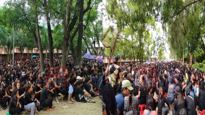 Women's wing of ITLF staging a sit-in protest in Manipur's Churachandpur