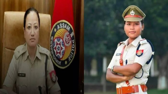 Hailakandi SP Leena Doley (L), Deceased SI Junmoni Rabha (R)
