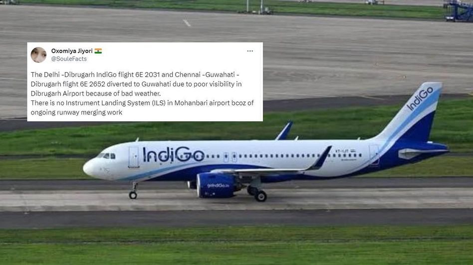 Delhi-Dibrugarh IndiGo flight diverted to Guwahati due to poor visibility Delhi-Dibrugarh IndiGo flight diverted to Guwahati due to poor visibility