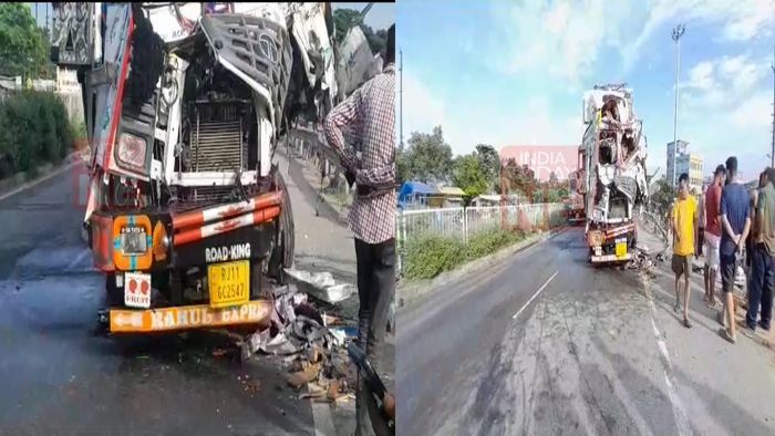 A speeding truck hits a stationary truck in Assam's Rangia