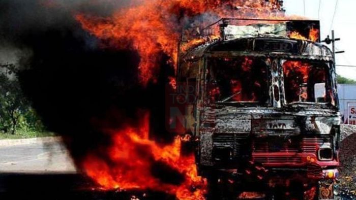 Womenfolk allegedly burn down LPG trucks in Imphal West