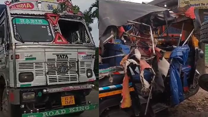 Goods-laden truck collides head-on with passenger vehicle in Dhubri
