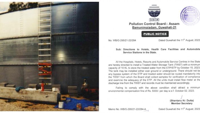 Assam mandates treated water tanks for hotels, health care, and auto services